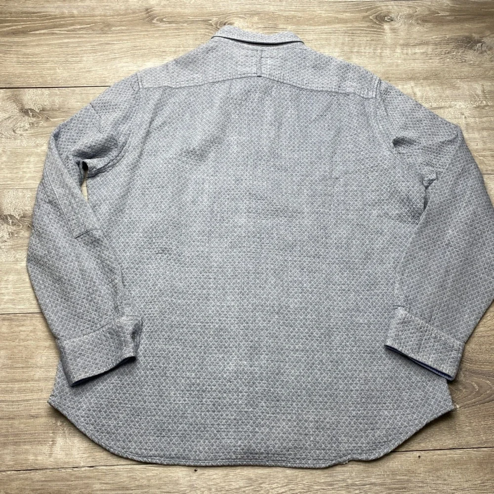 Banana Republic Shirt Slim‎ Fit Mens L Blue Quilted Diamond Cotton Elbow Patch